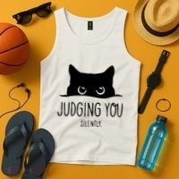 Judging You Silently Funny Cat Tank Top thumb 4