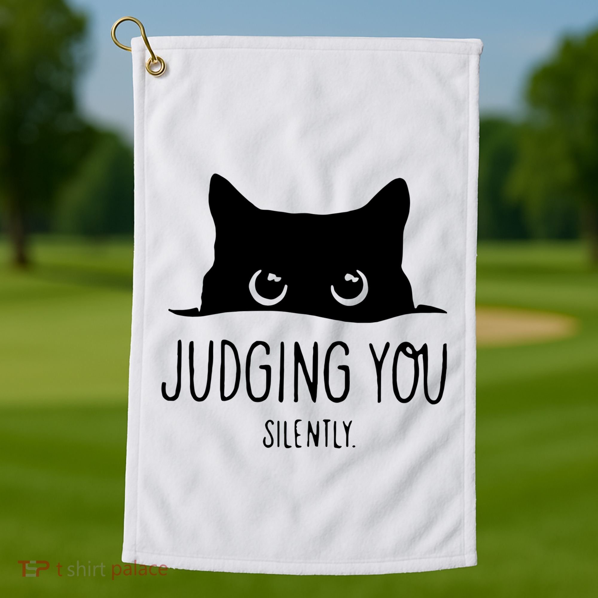 Judging You Silently Funny Cat Golf Towel
