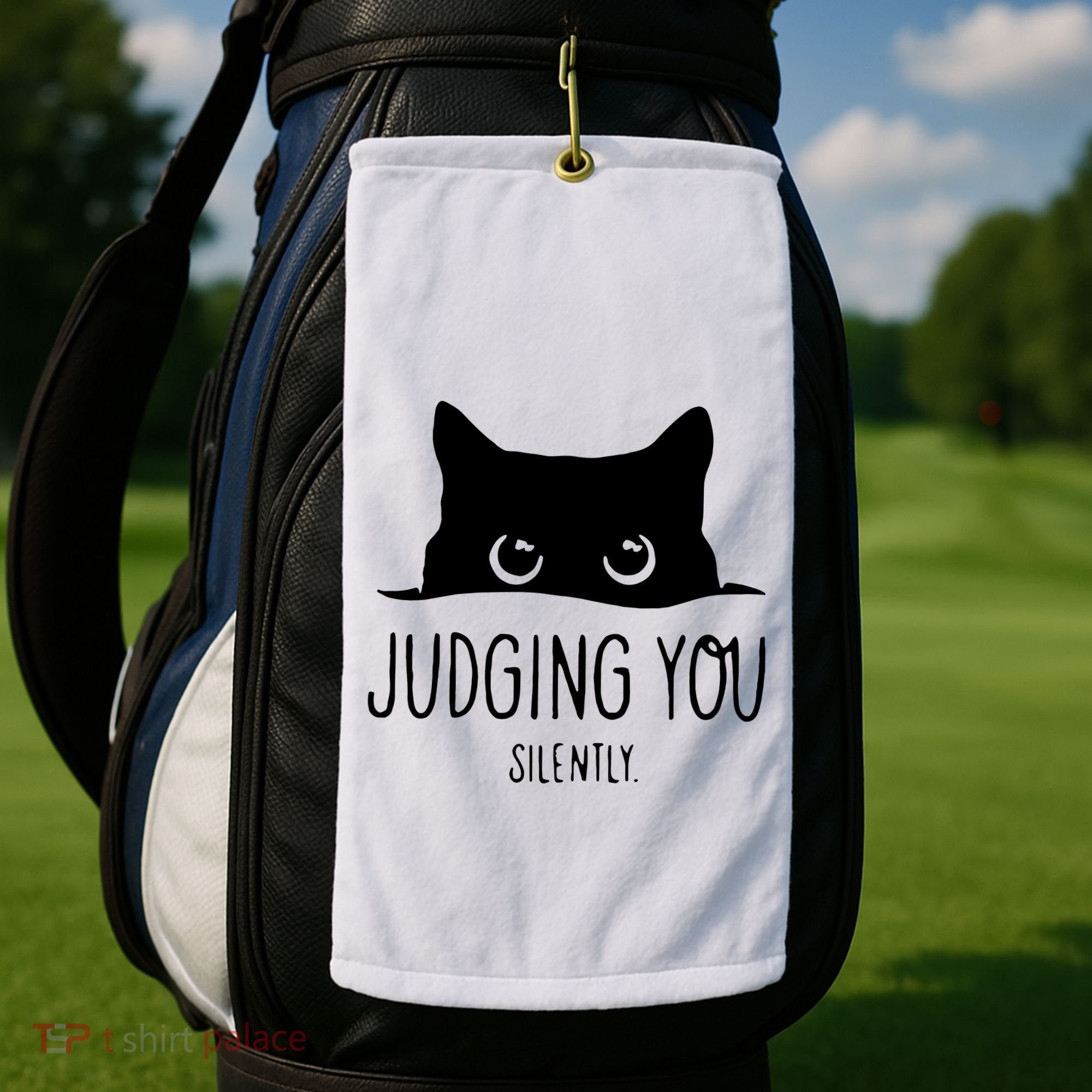 Judging You Silently Funny Cat Golf Towel