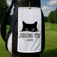 Judging You Silently Funny Cat Golf Towel thumb 2