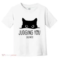 Judging You Silently Funny Cat Toddler T-Shirt thumb 0