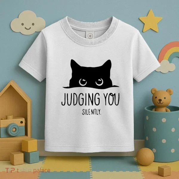 Judging You Silently Funny Cat Toddler T-Shirt
