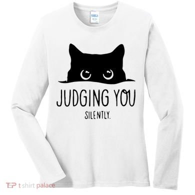 Judging You Silently Funny Cat Women's Long Sleeve Shirt