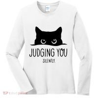 Judging You Silently Funny Cat Women's Long Sleeve Shirt thumb 0