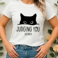 Judging You Silently Funny Cat Women's T-Shirt thumb 2