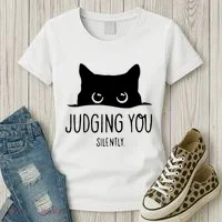 Judging You Silently Funny Cat Women's T-Shirt thumb 3