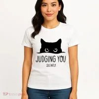 Judging You Silently Funny Cat Women's T-Shirt thumb 4