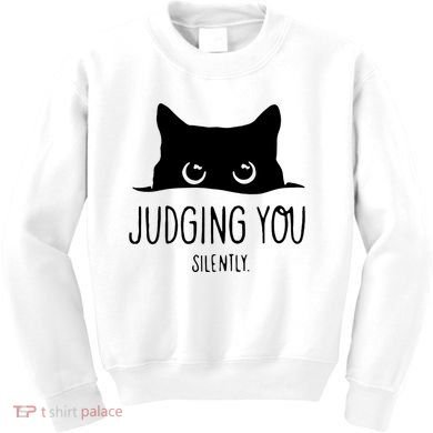 Judging You Silently Funny Cat Kids Sweatshirt