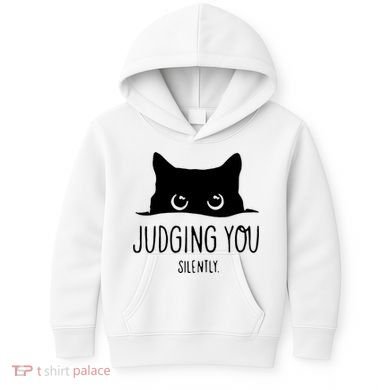 Judging You Silently Funny Cat Kids Hoodie