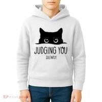 Judging You Silently Funny Cat Kids Hoodie thumb 4