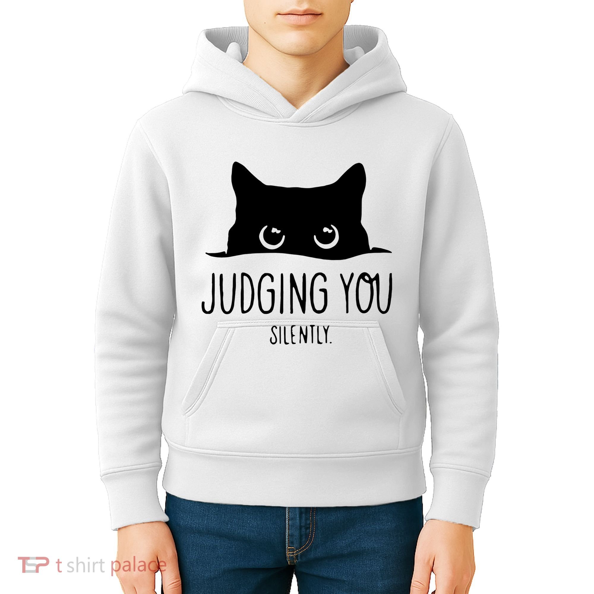 Judging You Silently Funny Cat Kids Hoodie