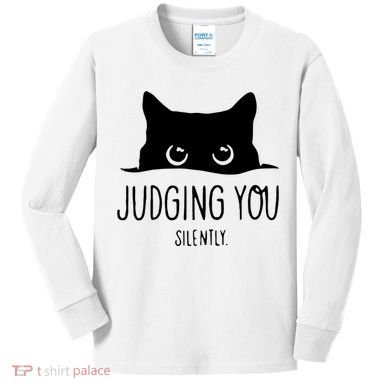 Judging You Silently Funny Cat Kids Long Sleeve Shirt
