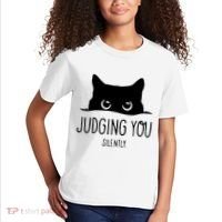 Judging You Silently Funny Cat Kids T-Shirt thumb 2