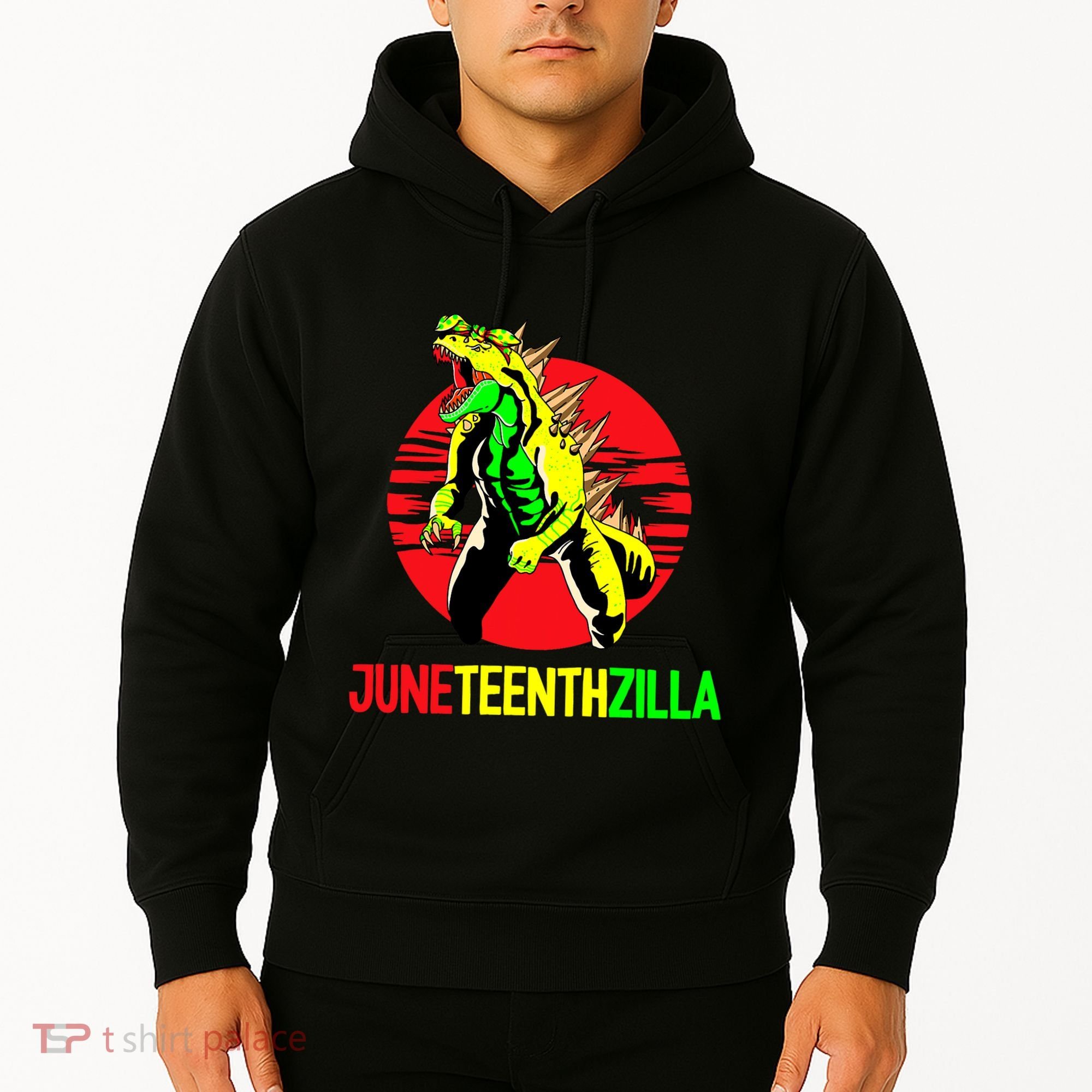 Juneteent Zilla Cool Black History African American Flag Hoodie