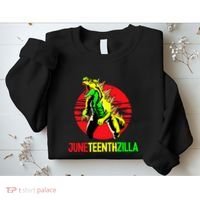 Juneteent Zilla Cool Black History African American Flag Sweatshirt thumb 2