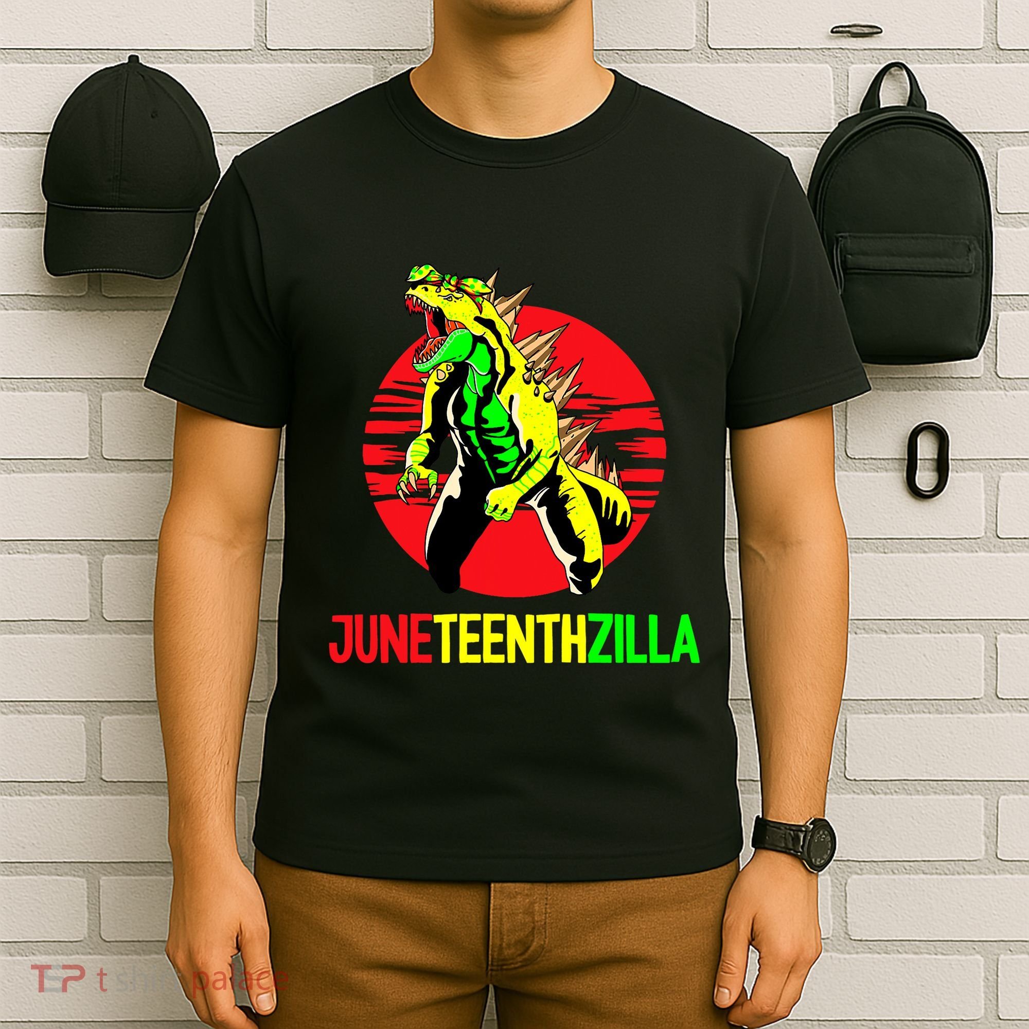 Juneteent Zilla Cool Black History African American Flag T-Shirt