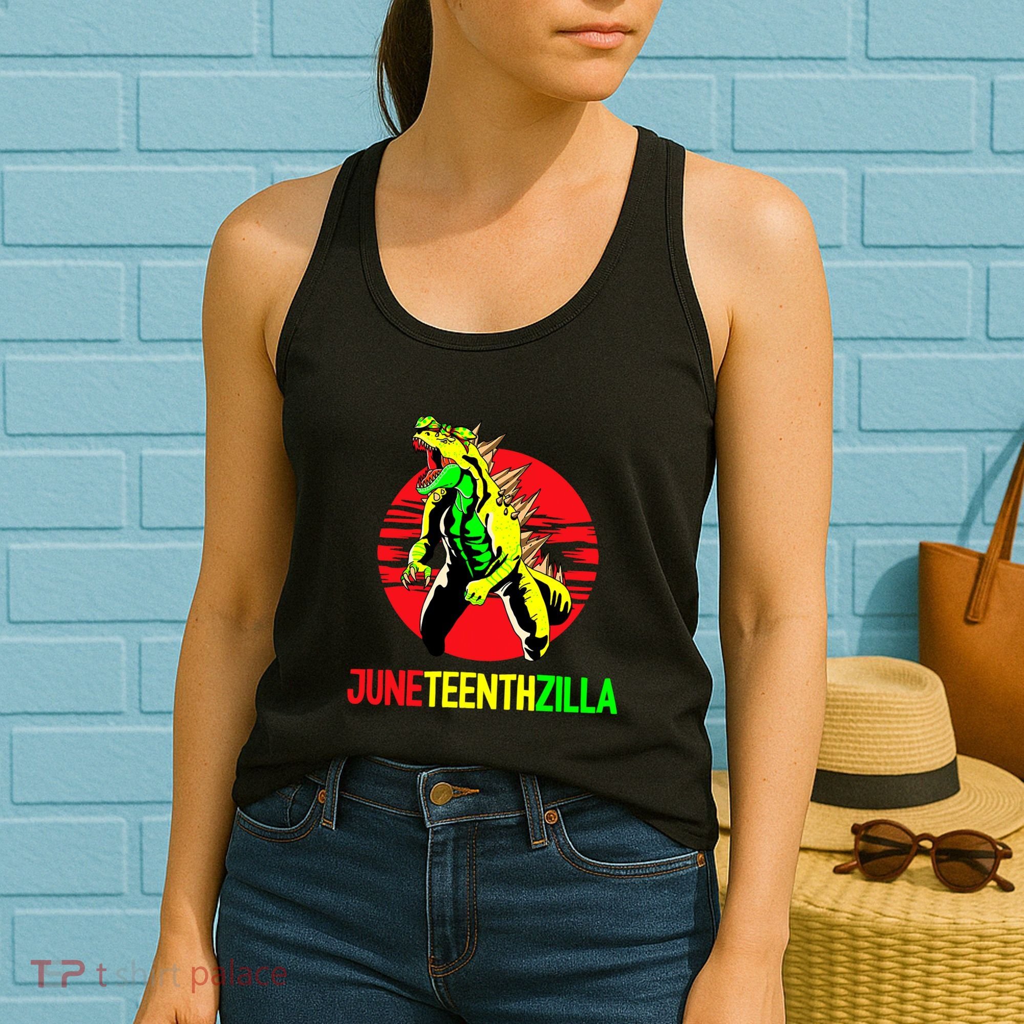 Juneteent Zilla Cool Black History African American Flag Women's Tank Top
