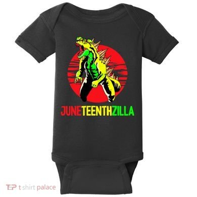 Juneteent Zilla Cool Black History African American Flag Baby Bodysuit