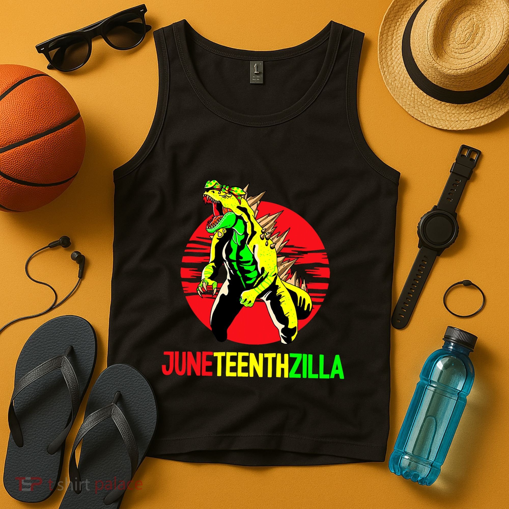 Juneteent Zilla Cool Black History African American Flag Tank Top