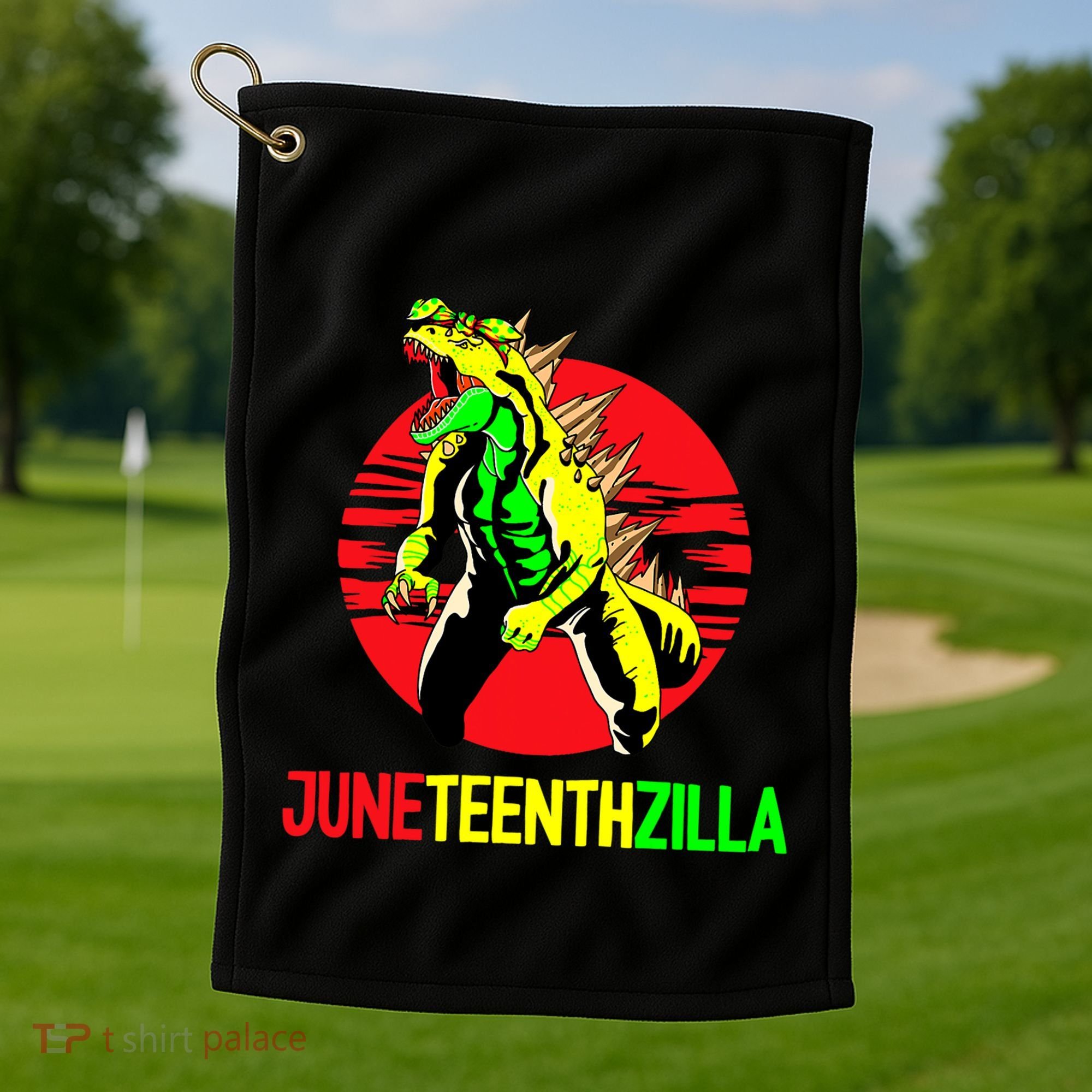 Juneteent Zilla Cool Black History African American Flag Golf Towel