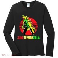 Juneteent Zilla Cool Black History African American Flag Women's Long Sleeve Shirt thumb 0