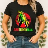 Juneteent Zilla Cool Black History African American Flag Women's T-Shirt thumb 2
