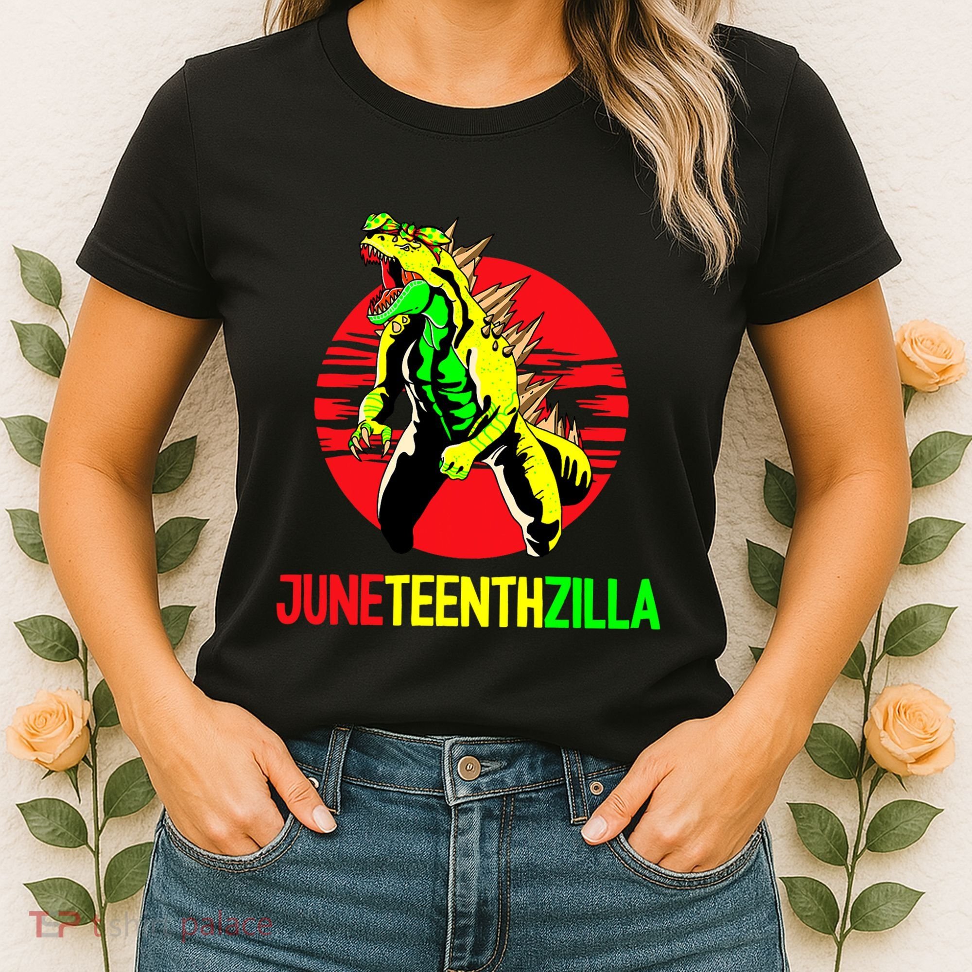 Juneteent Zilla Cool Black History African American Flag Women's T-Shirt