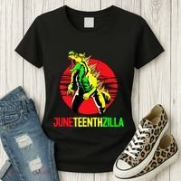 Juneteent Zilla Cool Black History African American Flag Women's T-Shirt thumb 3