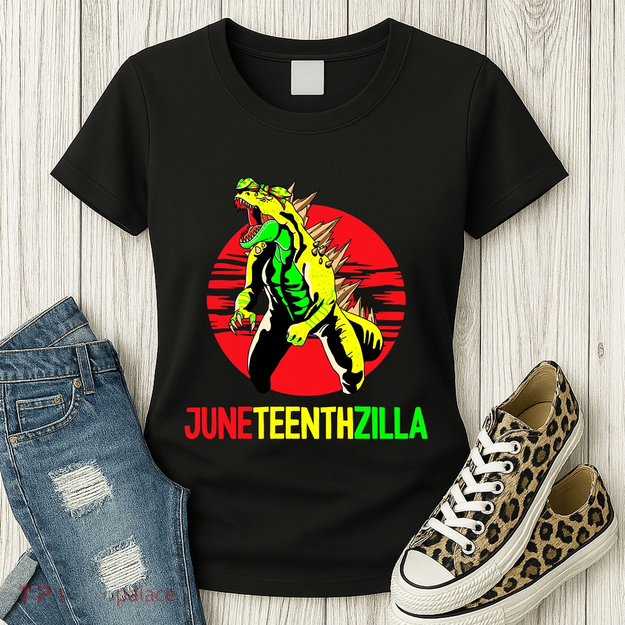Juneteent Zilla Cool Black History African American Flag Women's T-Shirt