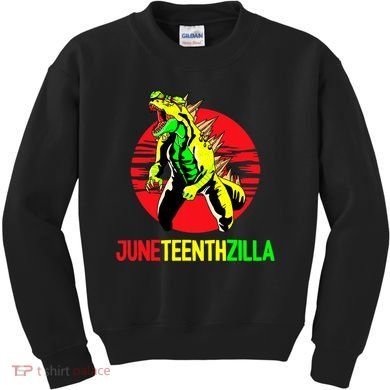 Juneteent Zilla Cool Black History African American Flag Kids Sweatshirt
