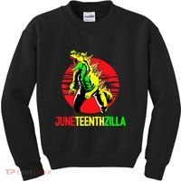 Juneteent Zilla Cool Black History African American Flag Kids Sweatshirt thumb 0