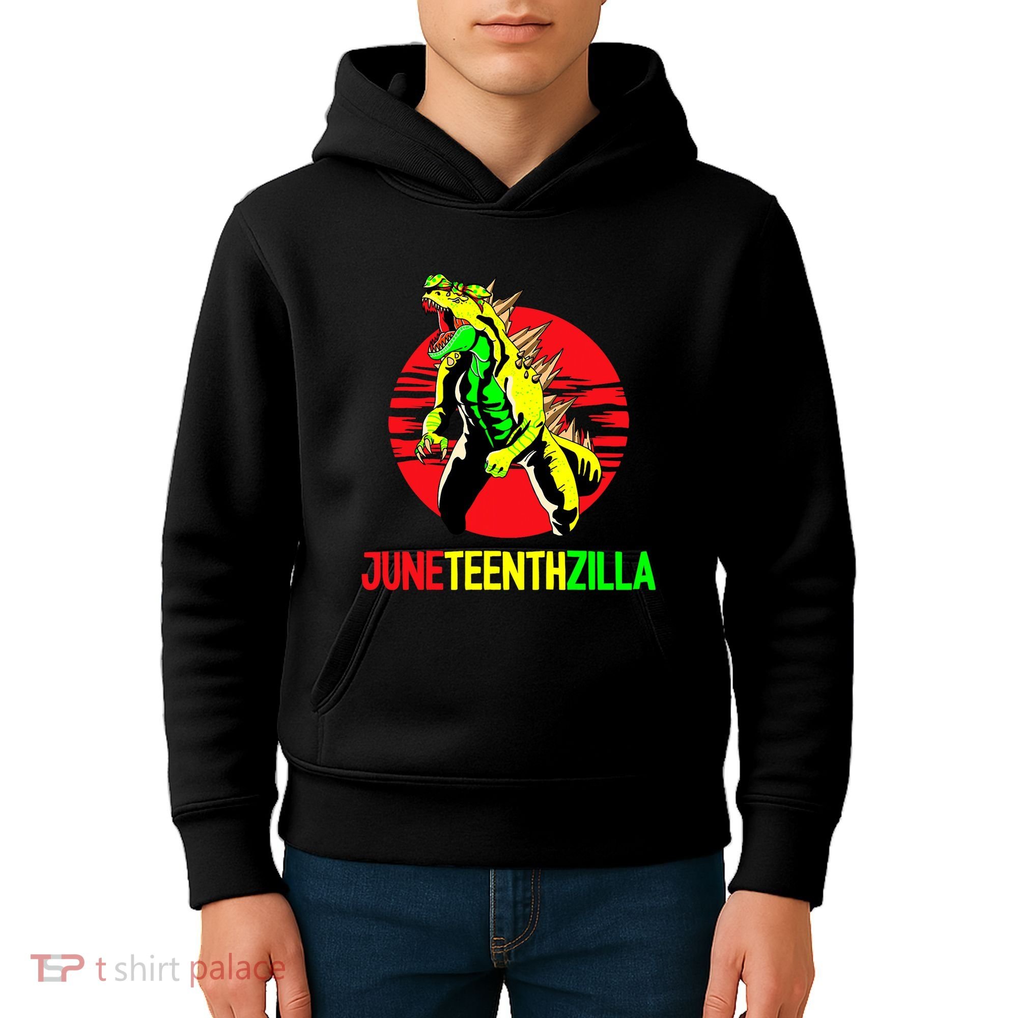 Juneteent Zilla Cool Black History African American Flag Kids Hoodie