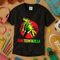 Juneteent Zilla Cool Black History African American Flag Kids T-Shirt thumb 3