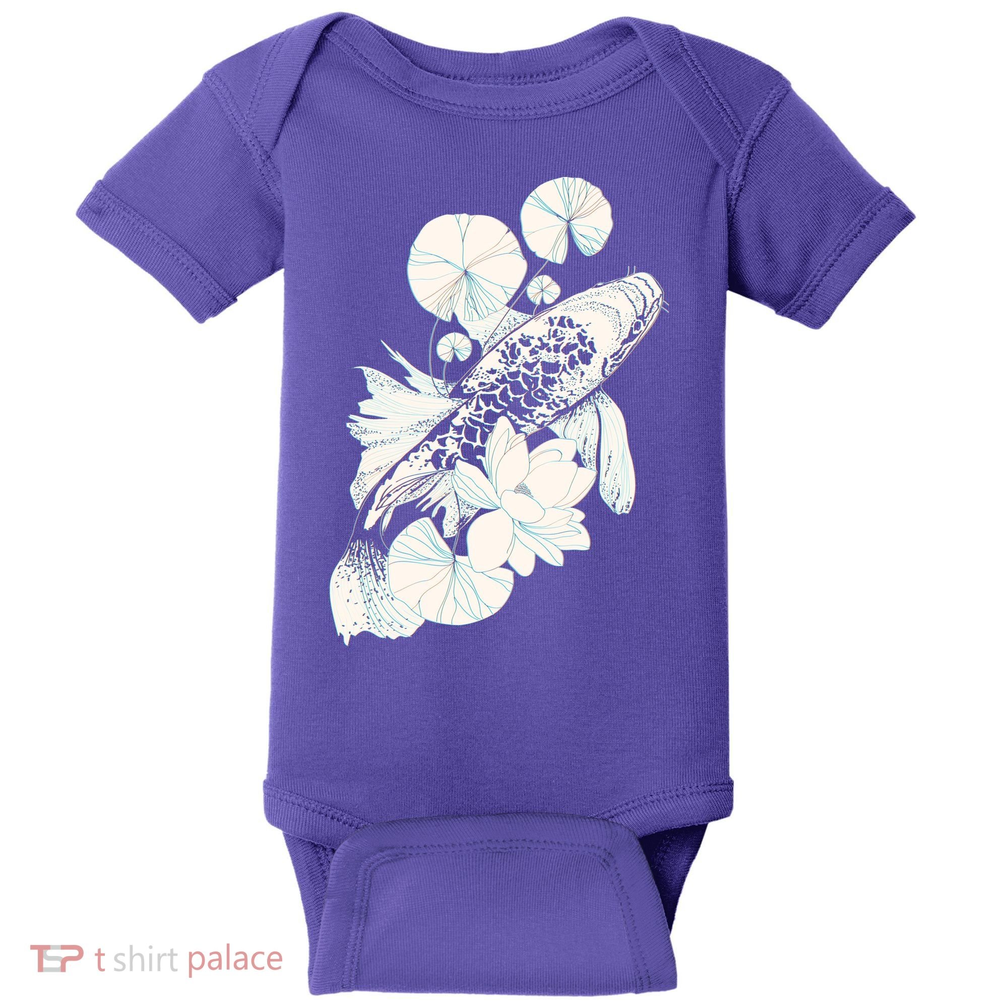Japanese Zen Koi Fish Pond Baby Bodysuit