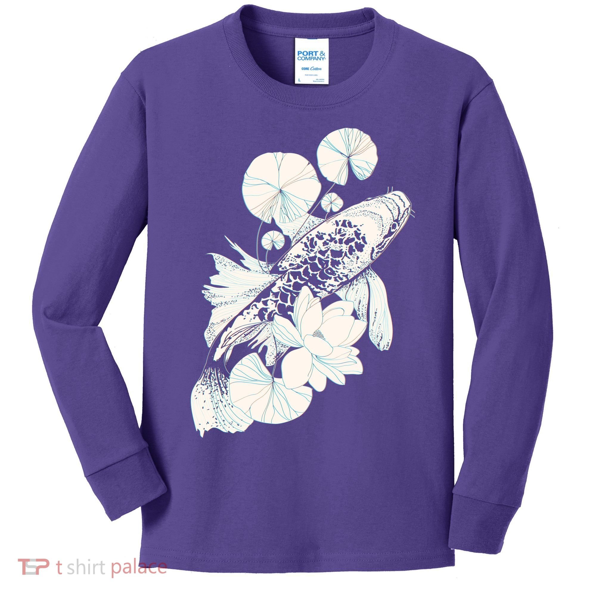 Japanese Zen Koi Fish Pond Kids Long Sleeve Shirt