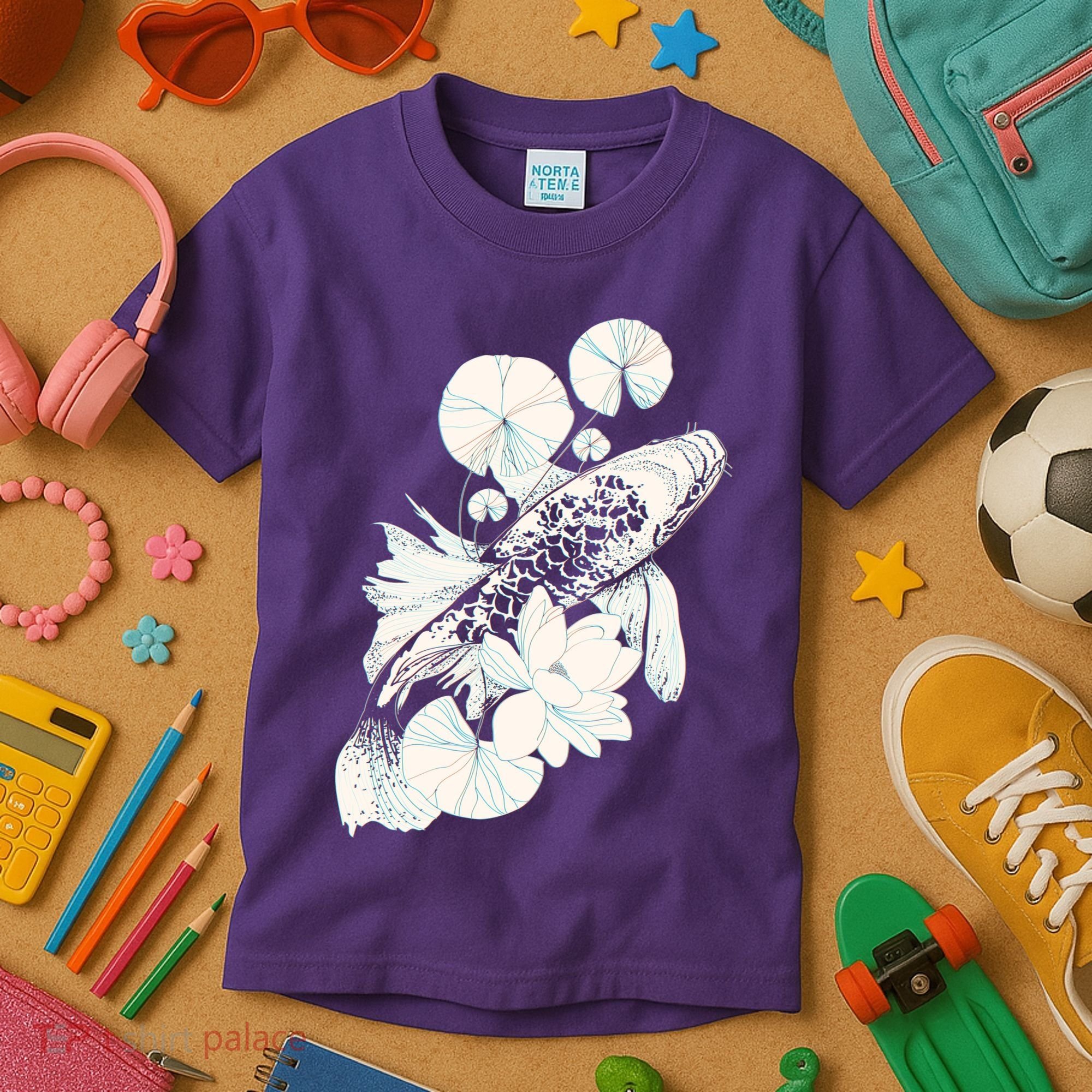 Japanese Zen Koi Fish Pond Kids T-Shirt