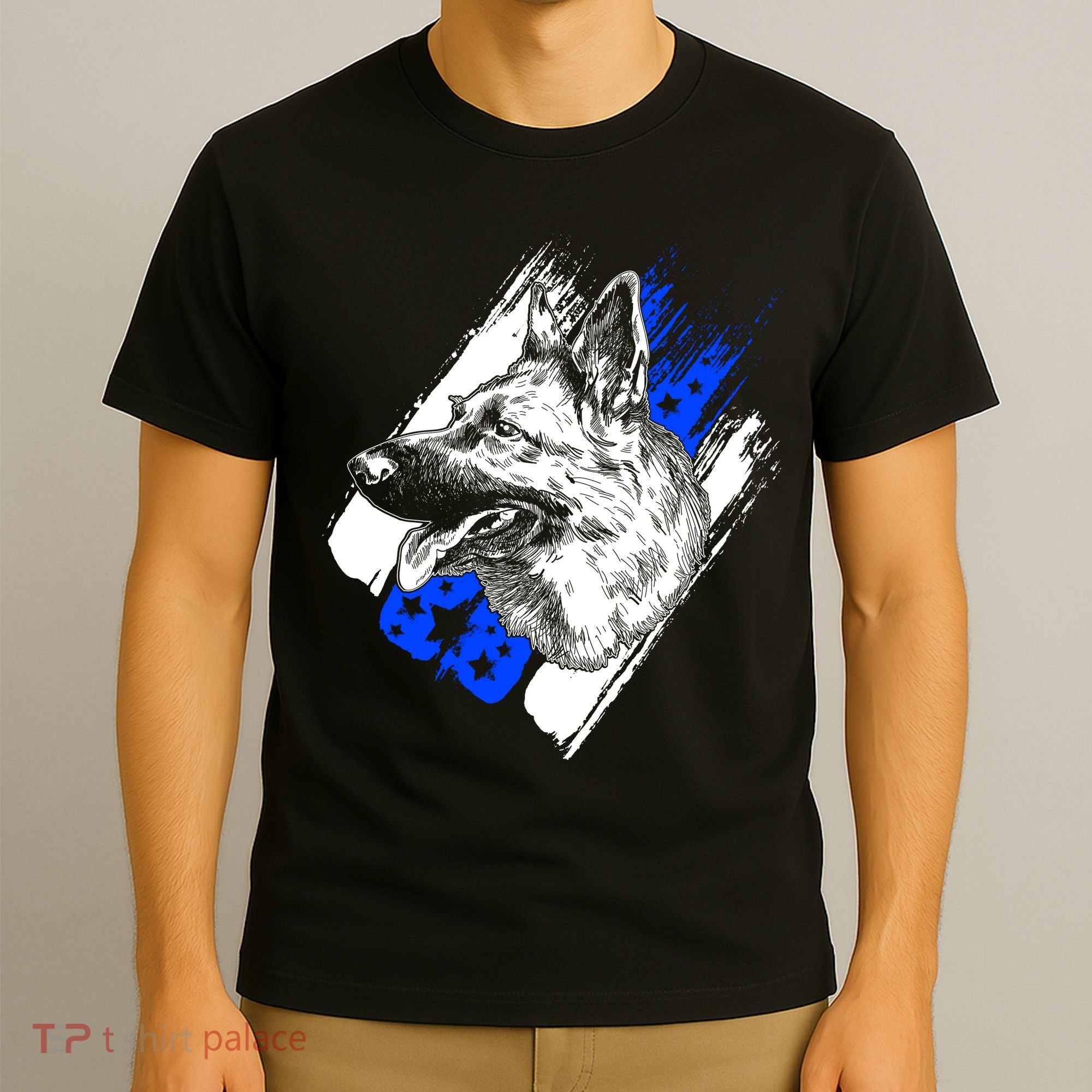 K-9 Police Dog Blue Line T-Shirt