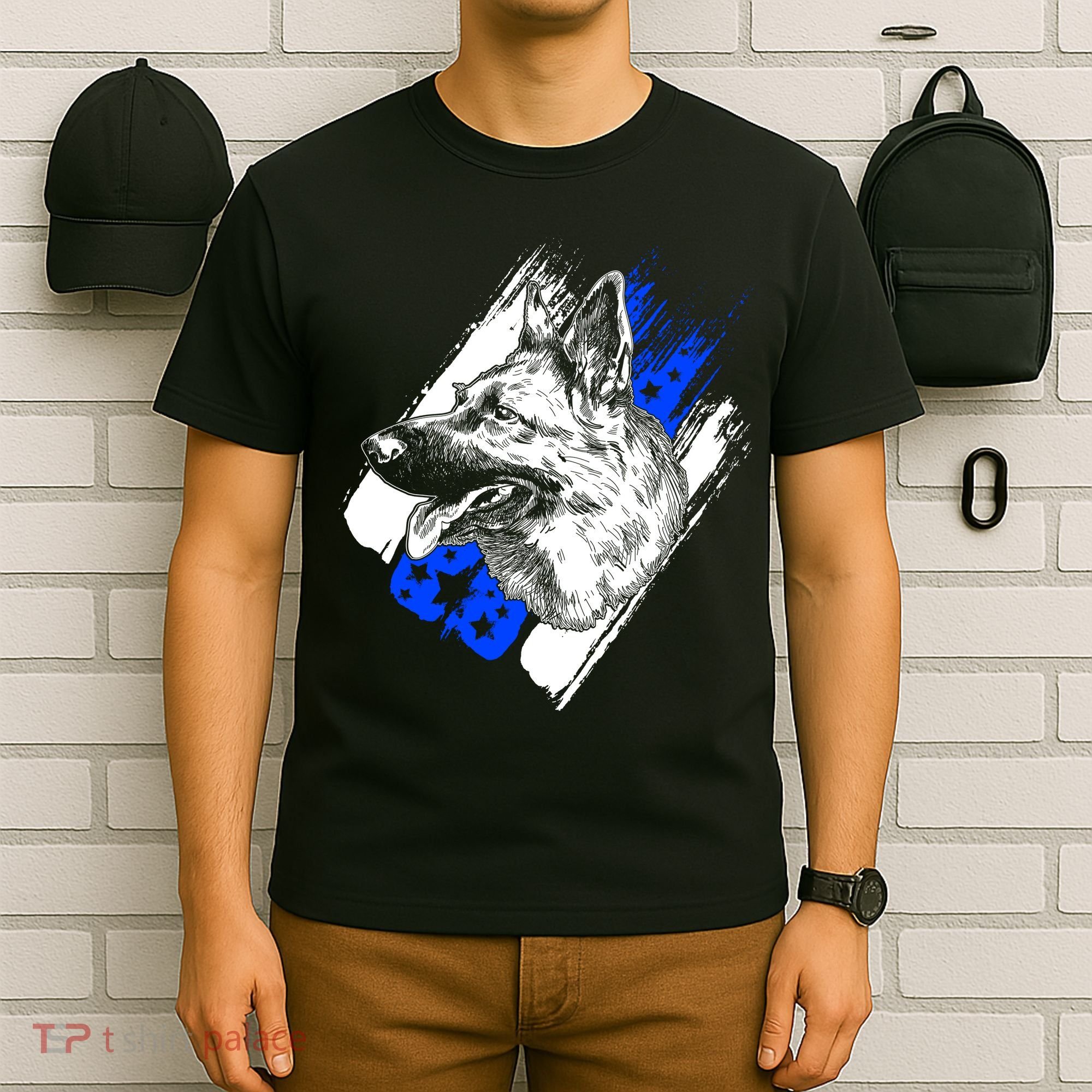 K-9 Police Dog Blue Line T-Shirt