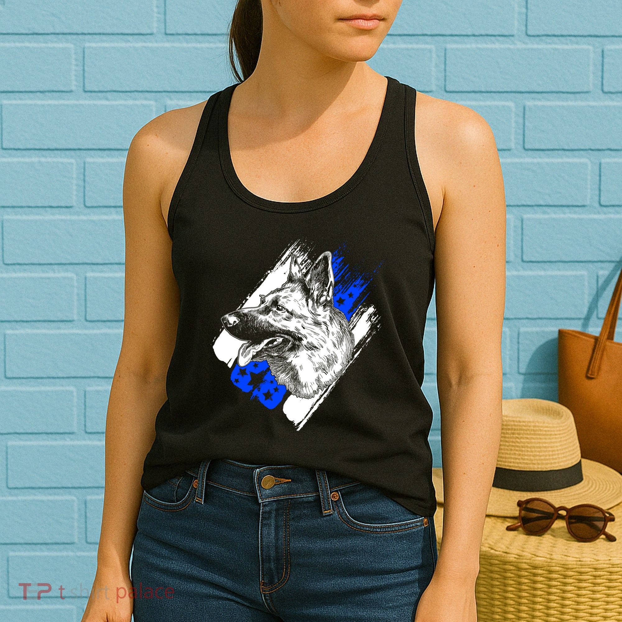 K-9 Police Dog Blue Line Women's Tank Top
