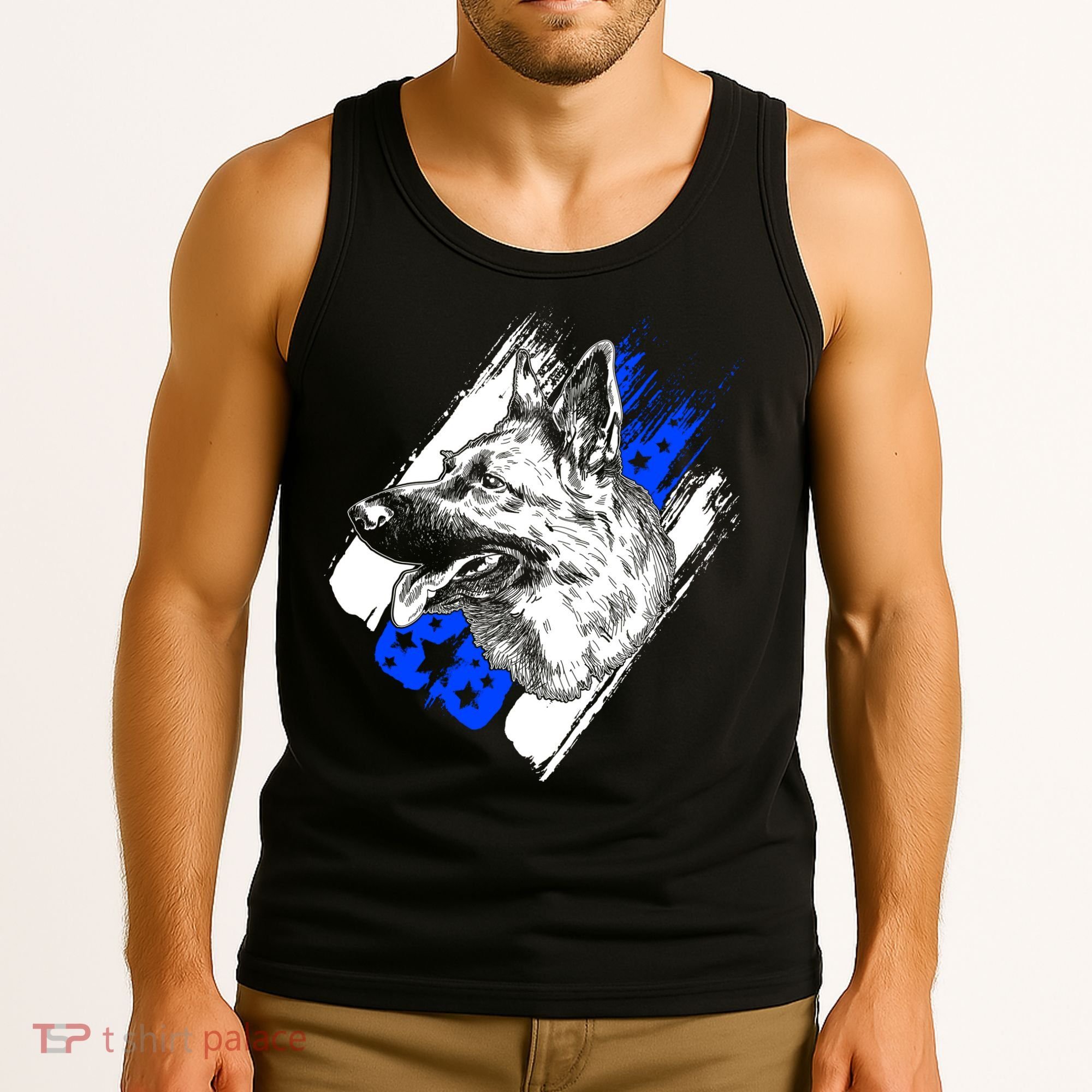 K-9 Police Dog Blue Line Tank Top