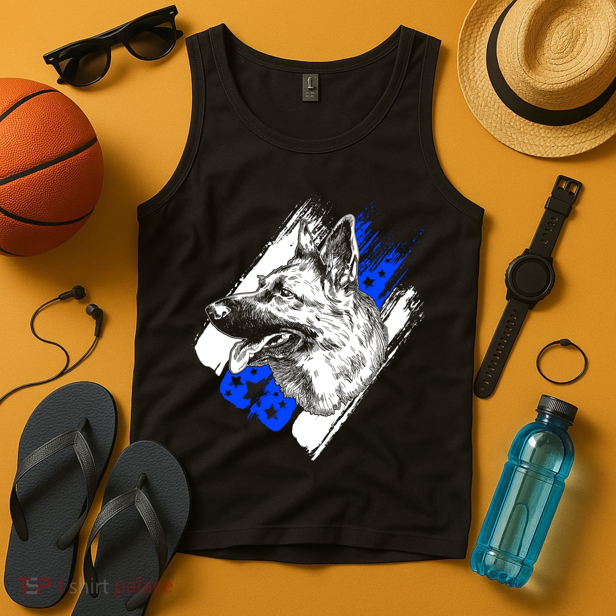 K-9 Police Dog Blue Line Tank Top