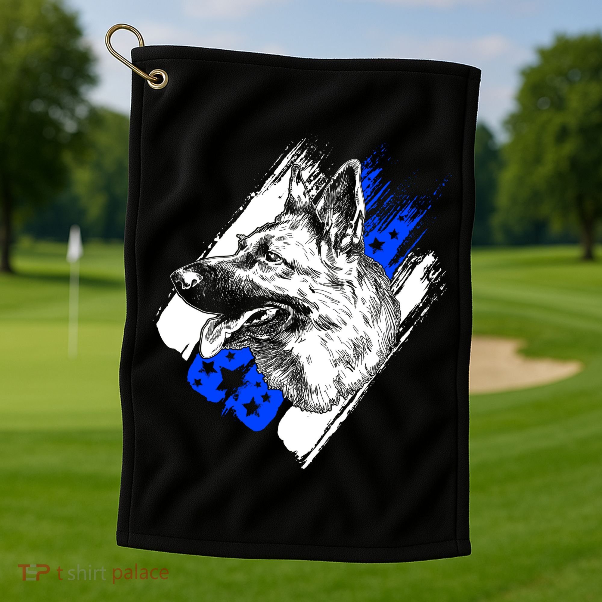 K-9 Police Dog Blue Line Golf Towel