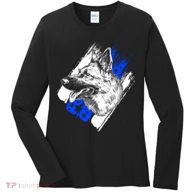 K-9 Police Dog Blue Line Women's Long Sleeve Shirt