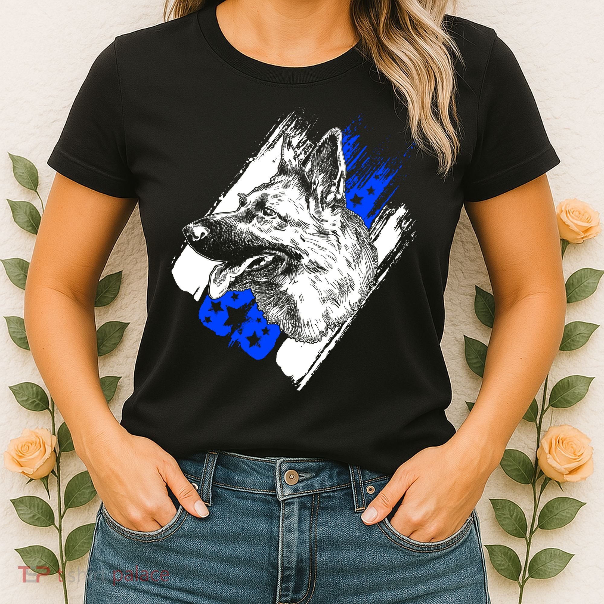 K-9 Police Dog Blue Line Women's T-Shirt