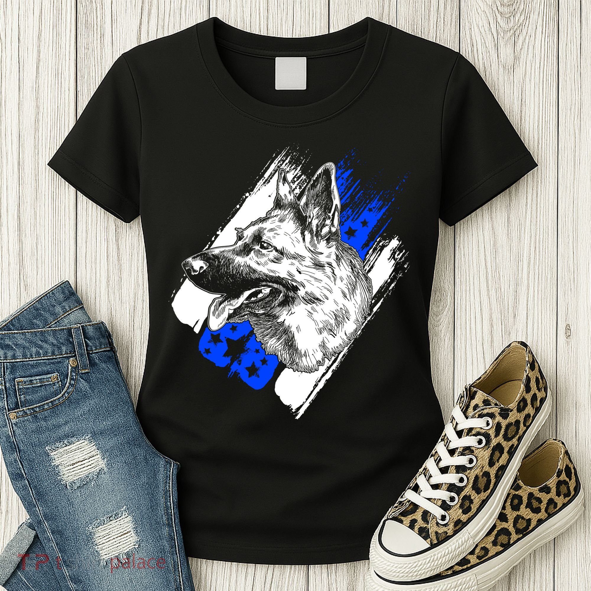 K-9 Police Dog Blue Line Women's T-Shirt