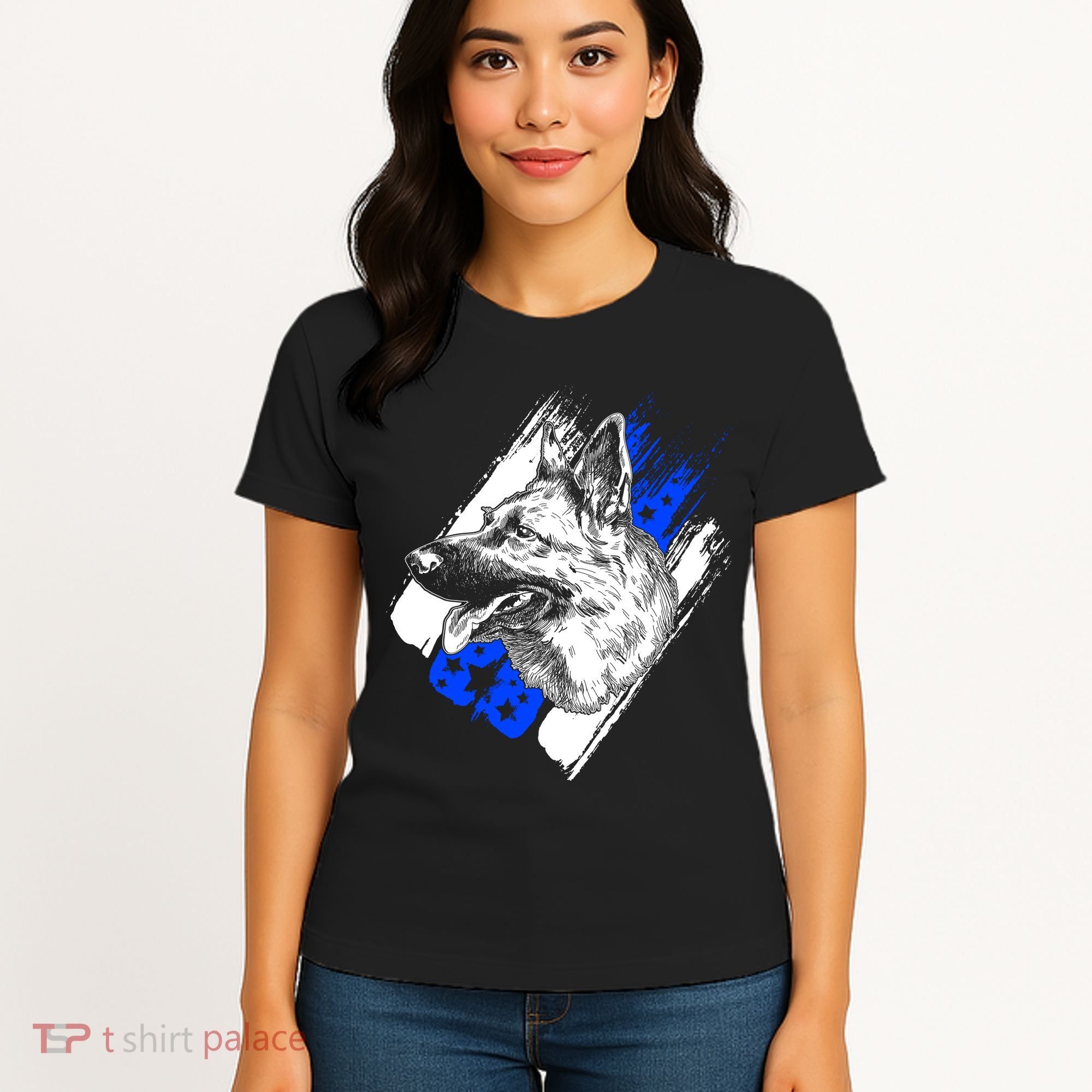 K-9 Police Dog Blue Line Women's T-Shirt