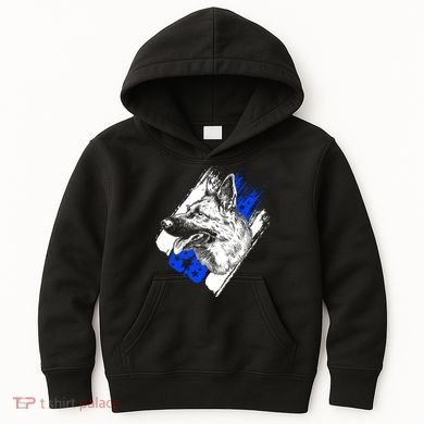 K-9 Police Dog Blue Line Kids Hoodie