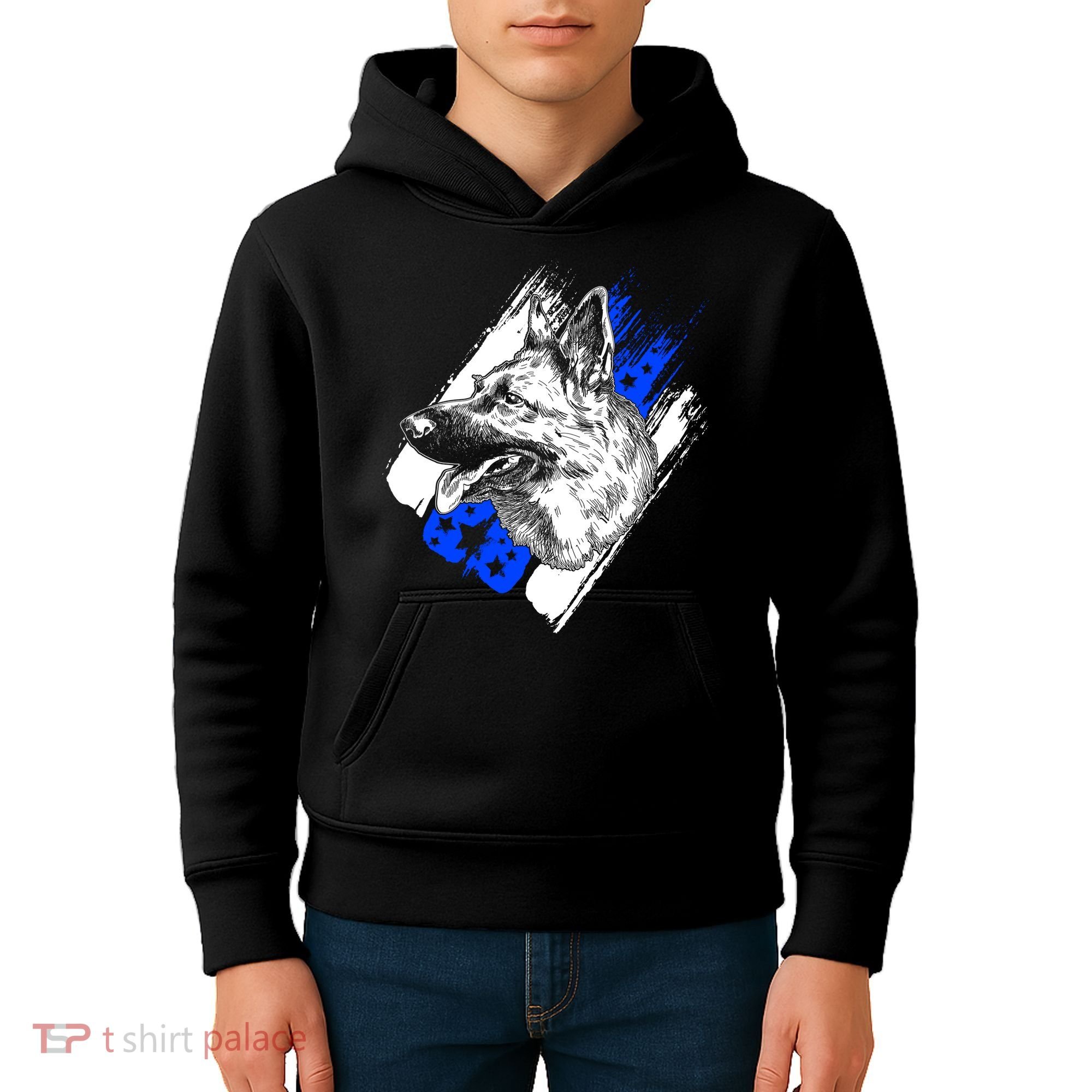 K-9 Police Dog Blue Line Kids Hoodie