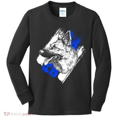 K-9 Police Dog Blue Line Kids Long Sleeve Shirt