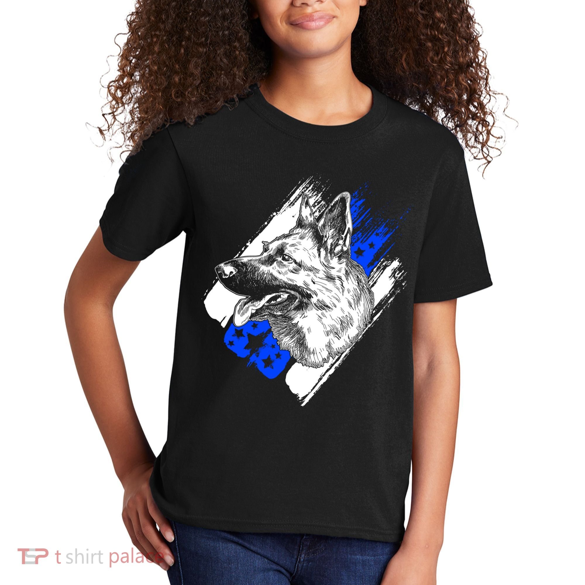 K-9 Police Dog Blue Line Kids T-Shirt